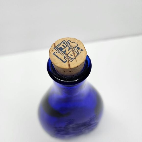 Cobalt Blue Glass Seasons Greetings Bottle w/3 French Hens 1972 - Picture 2 of 8